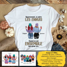 Charger l'image dans la galerie, Jusqu'à 5 filles, noms et arts personnalisés, T shirt personnalisé meilleure amie, t-shirt femme meilleures amies