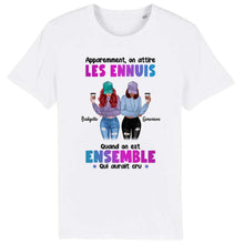 Charger l'image dans la galerie, Jusqu'à 5 filles, noms et arts personnalisés, T shirt personnalisé meilleure amie, t-shirt femme meilleures amies
