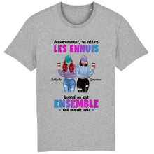 Charger l'image dans la galerie, Jusqu'à 5 filles, noms et arts personnalisés, T shirt personnalisé meilleure amie, t-shirt femme meilleures amies