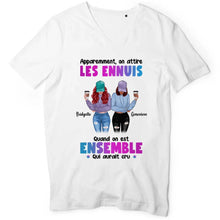 Charger l'image dans la galerie, Jusqu'à 5 filles, noms et arts personnalisés, T shirt personnalisé meilleure amie, t-shirt femme meilleures amies