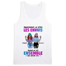 Charger l'image dans la galerie, Jusqu'à 5 filles, noms et arts personnalisés, T shirt personnalisé meilleure amie, t-shirt femme meilleures amies