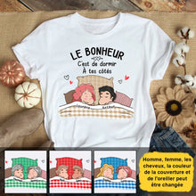 Charger l'image dans la galerie, T-shirt couple personnalisé, cadeau Saint Valentin, Le bonheur c'est de dormir à tes côtés