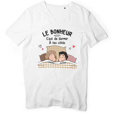 Charger l'image dans la galerie, T-shirt couple personnalisé, cadeau Saint Valentin, Le bonheur c'est de dormir à tes côtés