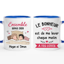Charger l'image dans la galerie, Mug personnalisé couple, cadeau Saint Valentin, Le bonheur c'est de dormir à tes côtés
