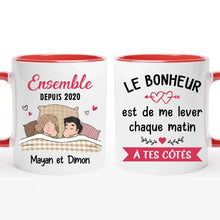 Charger l'image dans la galerie, Mug personnalisé couple, cadeau Saint Valentin, Le bonheur c'est de dormir à tes côtés