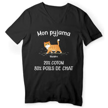 Charger l'image dans la galerie, Jusqu'à 6 chats, T-shirt personnalisé - Mon pyjama: 80% de poils de chat