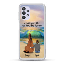 Charger l&#39;image dans la galerie, Jusqu&#39;à 2 chevaux, Coque de téléphone cheval personnalisés, fille avec cheval sur la plage
