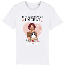 Charger l'image dans la galerie, Jusqu'à 5 chats, tee shirt personnalisé chat, t shirt femme maman chat, la vie est meilleure avec les chats