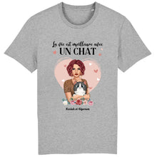 Charger l'image dans la galerie, Jusqu'à 5 chats, tee shirt personnalisé chat, t shirt femme maman chat, la vie est meilleure avec les chats