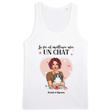 Charger l'image dans la galerie, Jusqu'à 5 chats, tee shirt personnalisé chat, t shirt femme maman chat, la vie est meilleure avec les chats