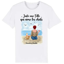 Charger l'image dans la galerie, Jusqu'à 9 chats, tee shirt personnalisé chat, t shirt femme maman chat, juste une femme qui aime les chats