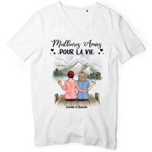 Charger l'image dans la galerie, Jusqu'à 5 filles, noms et arts personnalisés, t shirt personnalisé meilleure amie, t-shirt femme meilleures amies
