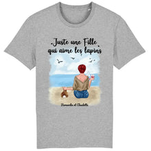 Charger l'image dans la galerie, Jusqu'à 9 lapins, t shirt personnalisé lapin, tee shirt lapin femme, juste une femme qui aime les lapins