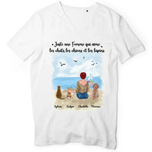 Charger l'image dans la galerie, Jusqu'à 6 animaux, t shirt personnalisé lapin et chat chien, tee shirt lapins chats chiens femme, maman lapin chat chien