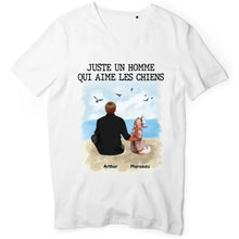 Charger l'image dans la galerie, Jusqu'à 9 chiens, noms et arts personnalisés, t shirt chien personnalisé, t shirt papa chien homme