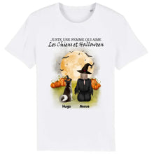Charger l'image dans la galerie, Jusqu'à 6 chiens, t shirt personnalisé chien, tee shirt Halloween maman chien, femme qui aime les chiens et Halloween