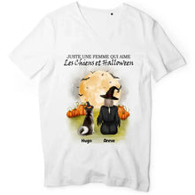 Charger l'image dans la galerie, Jusqu'à 6 chiens, t shirt personnalisé chien, tee shirt Halloween maman chien, femme qui aime les chiens et Halloween
