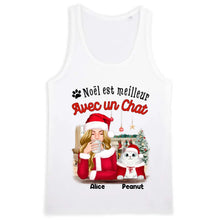 Charger l'image dans la galerie, Jusqu'à 5 chats, t shirt maman chat, tee shirt personnalisé chat, Noël est meilleur Avec des chats