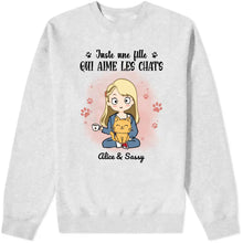 Charger l'image dans la galerie, Jusqu'à 12 chats, Sweat à capuche personnalisé chat, juste une fille qui aime les chats, Sweat à capuche maman chats