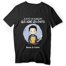 Charger l'image dans la galerie, Jusqu'à 12 chats, tee shirt personnalisé chat, t-shirt chat homme, juste un homme qui aime les chats