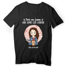 Charger l'image dans la galerie, Jusqu'à 9 chiens, t shirt personnalisé chien, tee shirt femme chiens, maman chien, juste une fille qui aime les chiens
