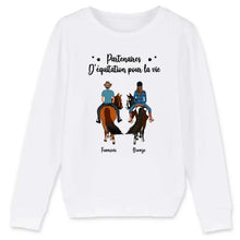 Charger l'image dans la galerie, Jusqu'à 3 personnes, pull personnalisé cheval, Sweat à col rond cheval, Partenaires d'équitation pour la vie