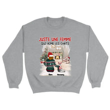 Charger l'image dans la galerie, Jusqu'à 6 Chats, Sweat à capuche personnalisé chat, Sweat à capuche pour Noël, Juste une femme qui aime les chats