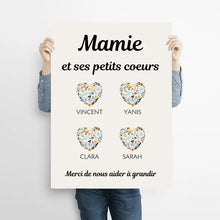 Charger l'image dans la galerie, Jusqu'à 9 petits-enfants, Affiche mamie personnalisée, Cadeau mamie, Fête des grand mère, Affiche nom de famille personnalisé