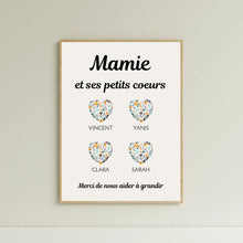 Charger l'image dans la galerie, Jusqu'à 9 petits-enfants, Affiche mamie personnalisée, Cadeau mamie, Fête des grand mère, Affiche nom de famille personnalisé