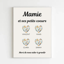 Charger l'image dans la galerie, Jusqu'à 9 petits-enfants, Affiche mamie personnalisée, Cadeau mamie, Fête des grand mère, Affiche nom de famille personnalisé