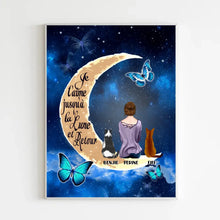 Charger l'image dans la galerie, Jusqu'à 4 chats, Poster personnalisée, Cadeau pour amoureux des chats, Je t'aime jusqu'à la lune et retour