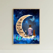 Charger l'image dans la galerie, Jusqu'à 4 chats, Poster personnalisée, Cadeau pour amoureux des chats, Je t'aime jusqu'à la lune et retour