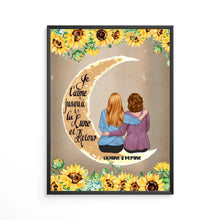 Charger l'image dans la galerie, Poster personnalisée, cadeau pour maman et fille, je t'aime jusqu'à la lune et retour