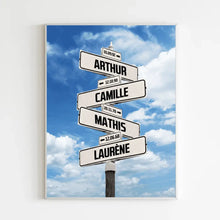 Charger l'image dans la galerie, Jusqu'à 10 noms, poster personnalisée, cadeau pour la famille, nom des membres de la famille, fond de ciel nuageux