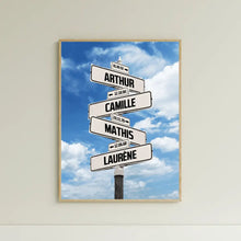 Charger l'image dans la galerie, Jusqu'à 10 noms, poster personnalisée, cadeau pour la famille, nom des membres de la famille, fond de ciel nuageux