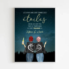 Charger l'image dans la galerie, Jusqu'à 3 amis, Poster personnalisée, cadeau pour les meilleurs amis, Les vrais amis sont commes des étoiles