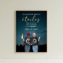 Charger l'image dans la galerie, Jusqu'à 3 amis, Poster personnalisée, cadeau pour les meilleurs amis, Les vrais amis sont commes des étoiles