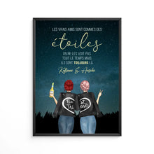 Charger l'image dans la galerie, Jusqu'à 3 amis, Poster personnalisée, cadeau pour les meilleurs amis, Les vrais amis sont commes des étoiles