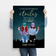 Charger l'image dans la galerie, Jusqu'à 5 amis, Poster personnalisée, cadeau pour les meilleurs amis, Les vrais amis sont commes des étoiles