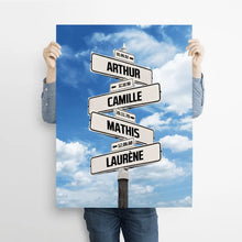 Charger l'image dans la galerie, Jusqu'à 10 noms, poster personnalisée, cadeau pour la famille, nom des membres de la famille, fond de ciel nuageux