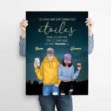 Charger l'image dans la galerie, Jusqu'à 2 filles, Poster personnalisée, Cadeau pour les meilleurs amis, Les vrais amis sont commes des étoiles