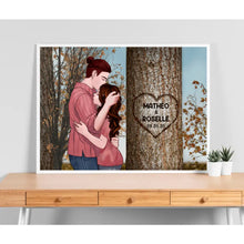 Charger l'image dans la galerie, Poster personnalisée, arbre sculpté en coeur, cadeau pour couple, cadeau pour petite amie, petit ami