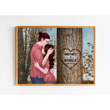 Charger l'image dans la galerie, Poster personnalisée, arbre sculpté en coeur, cadeau pour couple, cadeau pour petite amie, petit ami