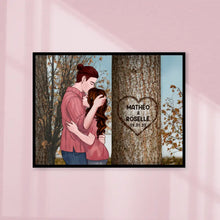 Charger l'image dans la galerie, Poster personnalisée, arbre sculpté en coeur, cadeau pour couple, cadeau pour petite amie, petit ami