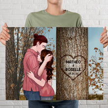 Charger l'image dans la galerie, Poster personnalisée, arbre sculpté en coeur, cadeau pour couple, cadeau pour petite amie, petit ami