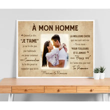 Charger l'image dans la galerie, Poster personnalisée, Cadeau pour femme, mari, A mon homme/A ma femme, quand je dis je t'aime