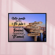 Charger l'image dans la galerie, Jusqu'à 10 noms, Poster personnalisée, cadeau pour la famille, Notre famille un peu de folie beaucoup de bonheur