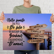 Charger l'image dans la galerie, Jusqu'à 10 noms, Poster personnalisée, cadeau pour la famille, Notre famille un peu de folie beaucoup de bonheur