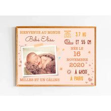 Charger l'image dans la galerie, Poster photo bébé personnalisée, cadeau pour maman, famille, bébé nouveau-né, Bienvenue au monde milles et un cârlins
