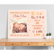 Charger l'image dans la galerie, Poster photo bébé personnalisée, cadeau pour maman, famille, bébé nouveau-né, Bienvenue au monde milles et un cârlins